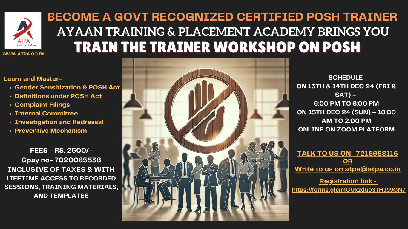 Online Certified Train the Trainer Program on POSH