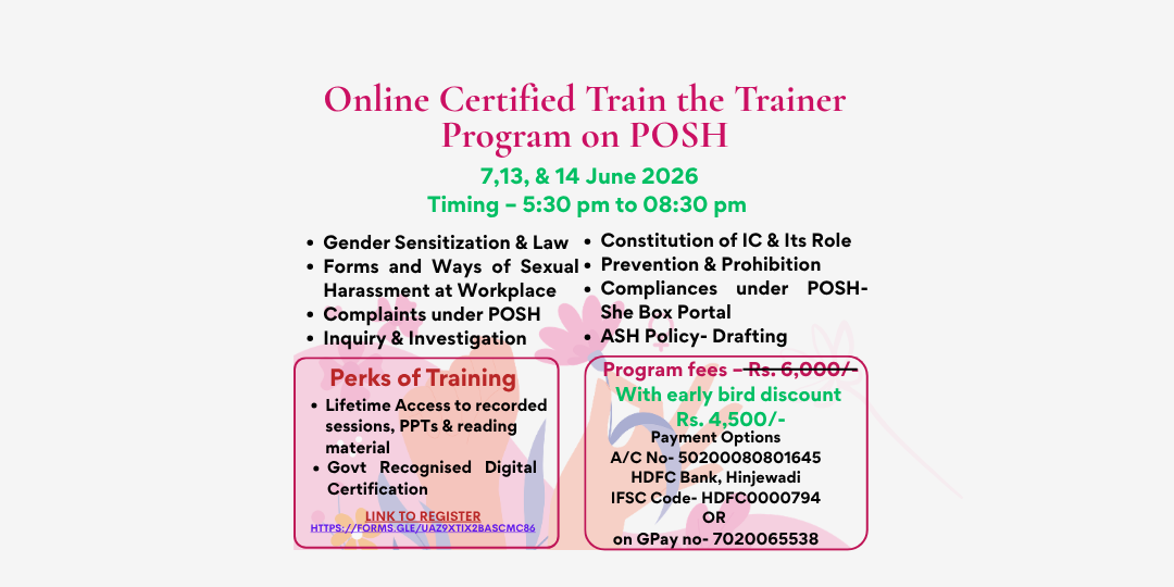 Online Certified Train the Trainer Program on POSH
