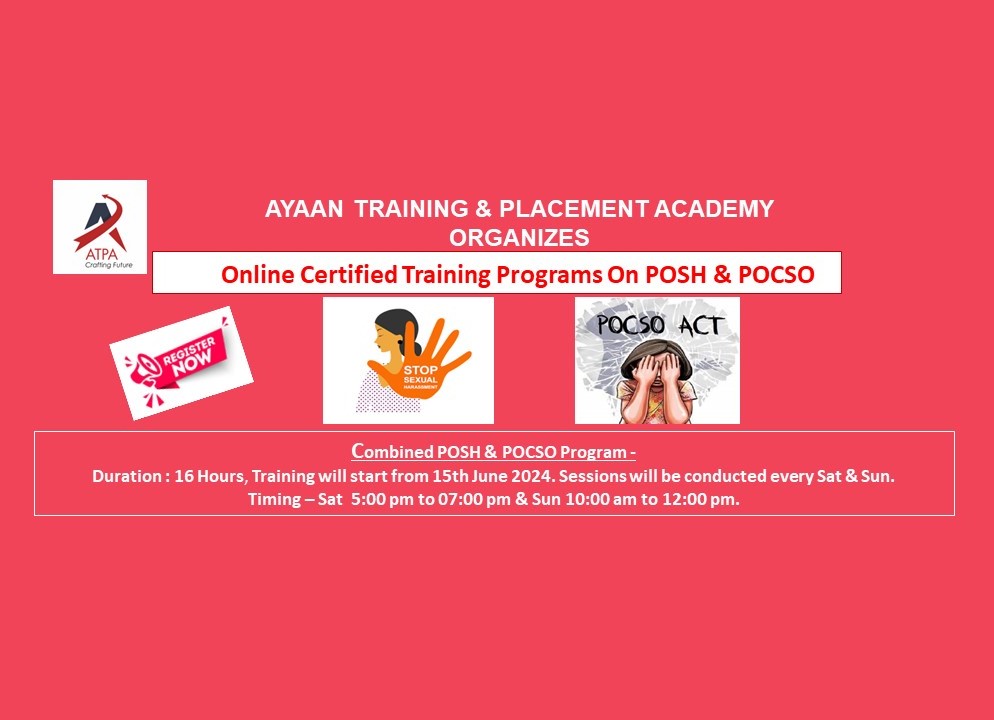 Online Certified Training on POSH and POCSO